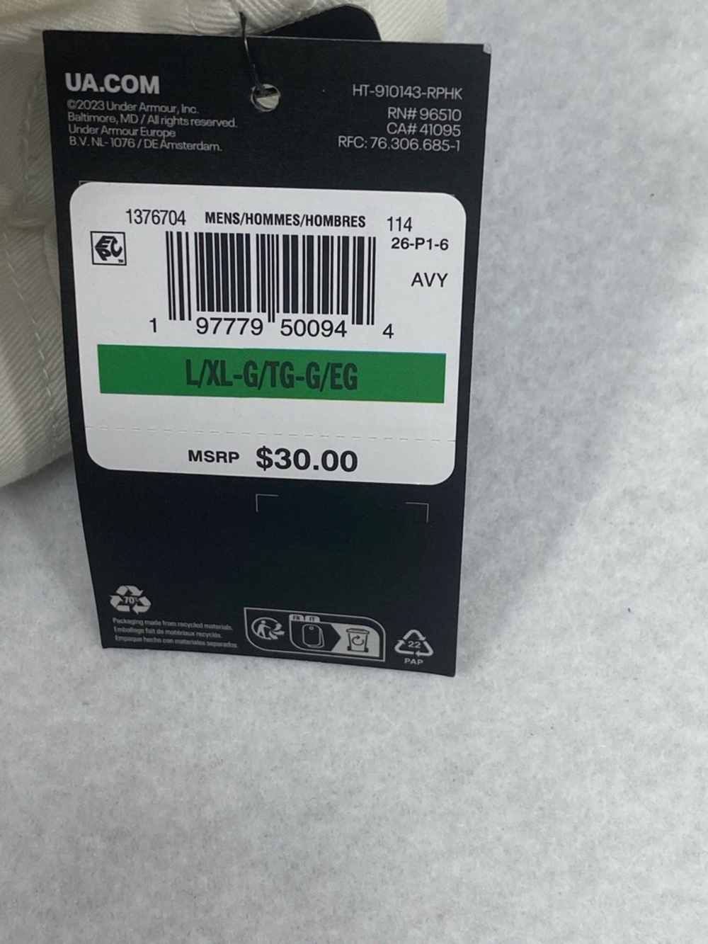 Under Armour White Bucket Hat L/XL UA Logo Men’s NWT Streetwear - Picture 4 of 8